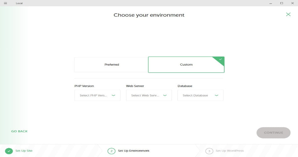 LocalWP Installation Process - Selecting WordPress Options