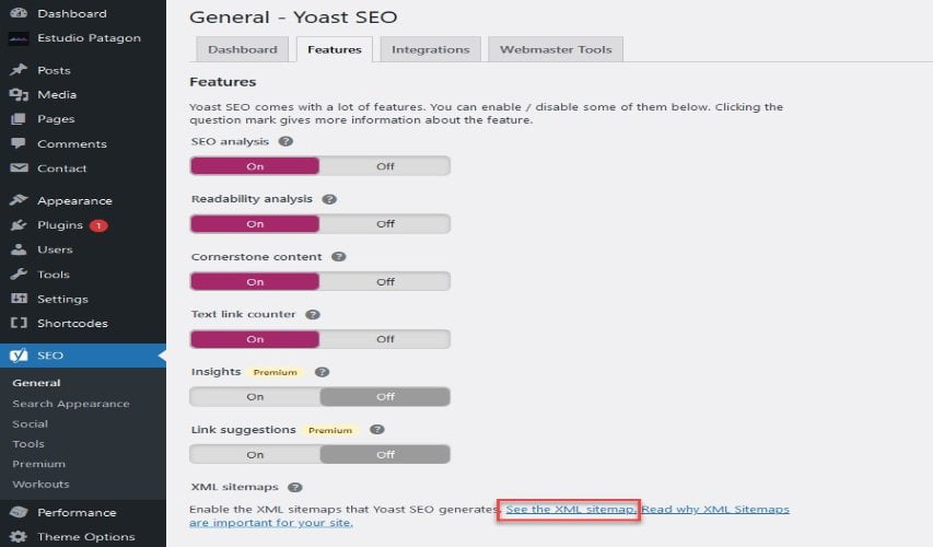 XML sitemap using Yoast SEO plugin - Technical SEO Checklist